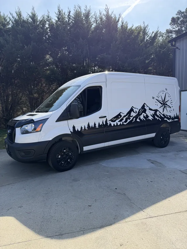 Mountain graphics on a Transit