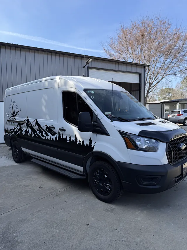 Mountain graphics on a Transit