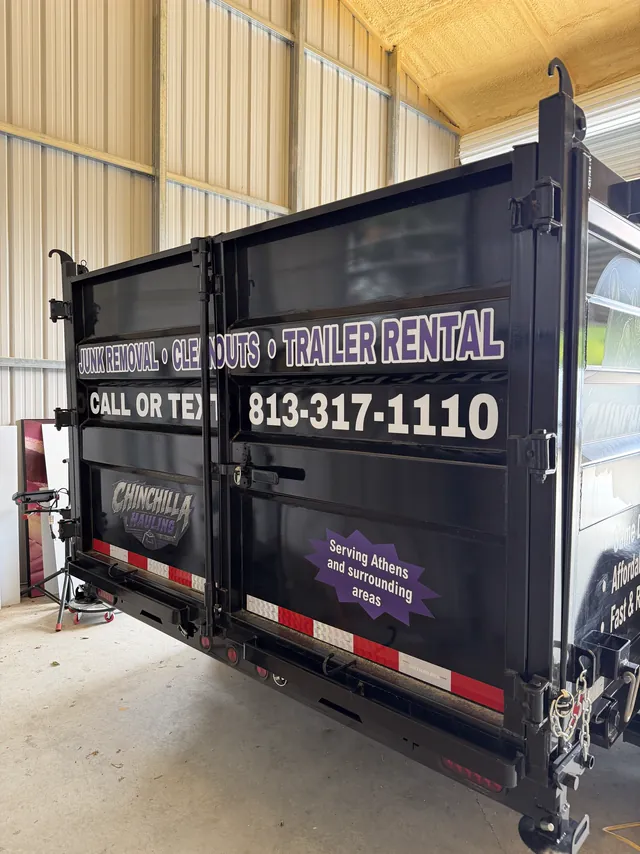 Junk removal trailer, rear view